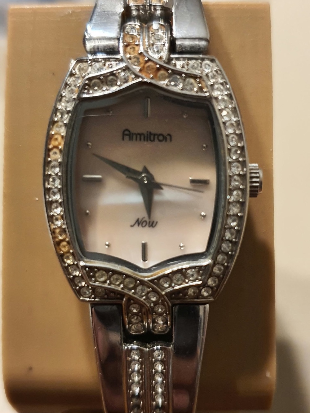 🦋10/$20🦋 Armitron Now Silver/MOP Rhinestone Stainless Steel Women's Watch